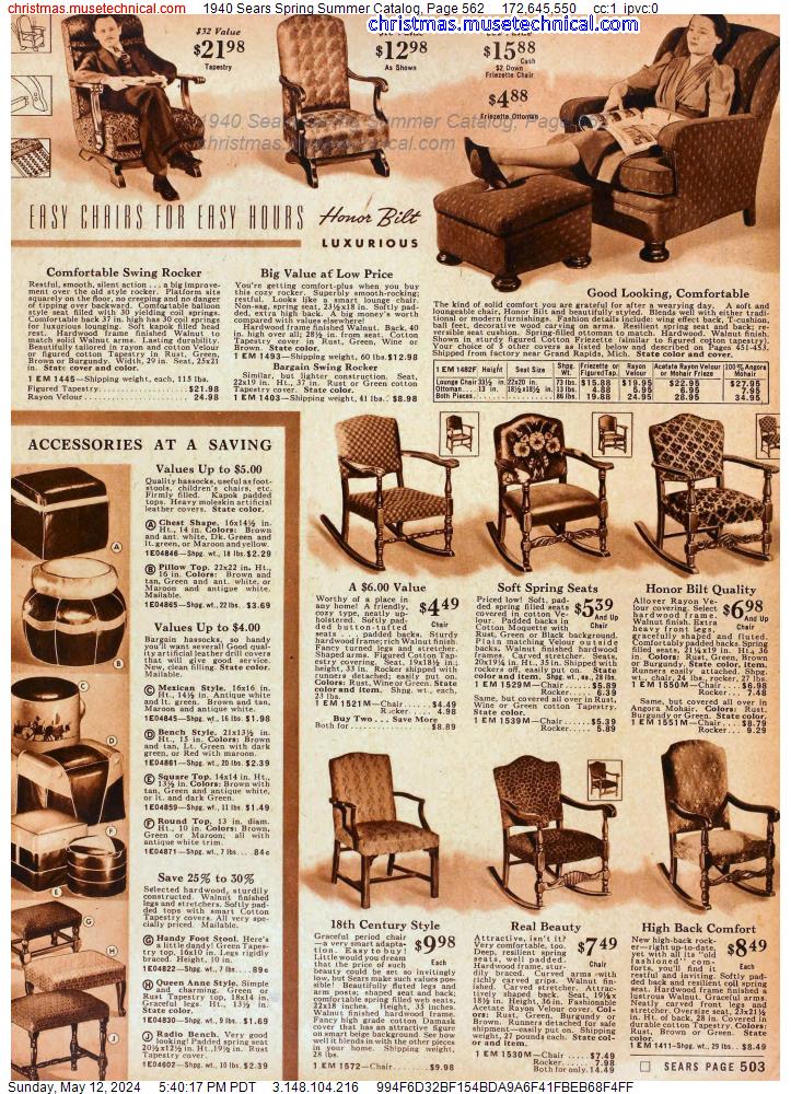 1940 Sears Spring Summer Catalog, Page 562