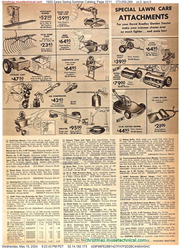 1955 Sears Spring Summer Catalog, Page 1211