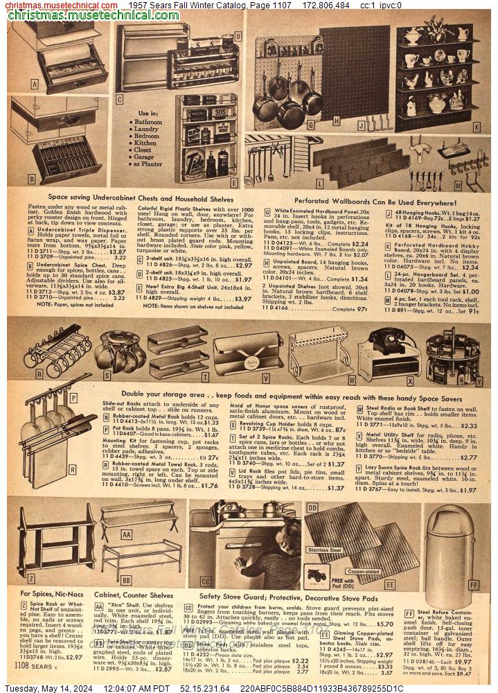 1957 Sears Fall Winter Catalog, Page 1107