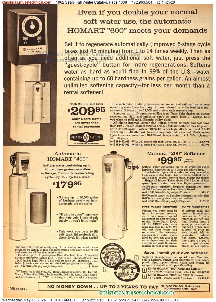 1962 Sears Fall Winter Catalog, Page 1068