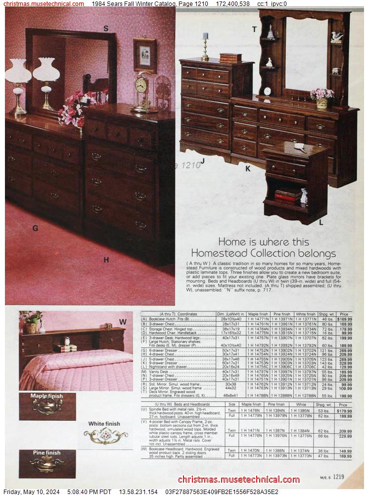 1984 Sears Fall Winter Catalog, Page 1210