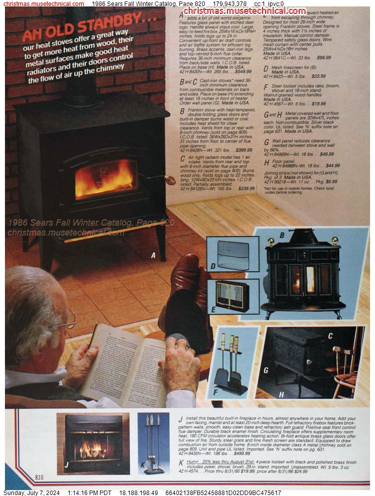 1986 Sears Fall Winter Catalog, Page 820