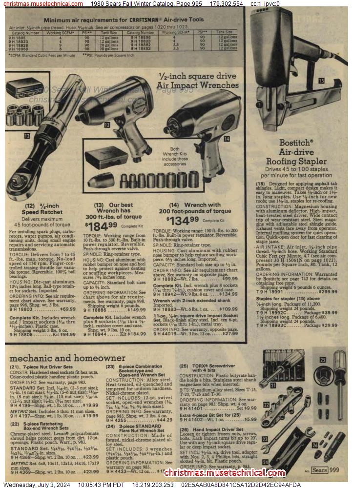 1980 Sears Fall Winter Catalog, Page 995