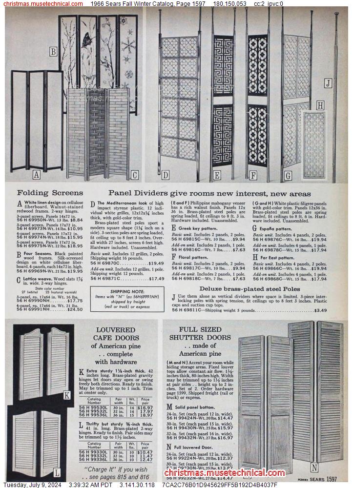 1966 Sears Fall Winter Catalog, Page 1597