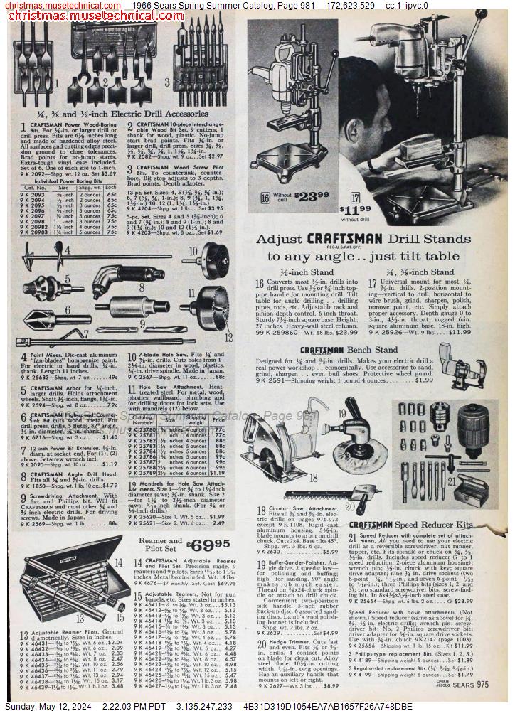 1966 Sears Spring Summer Catalog, Page 981