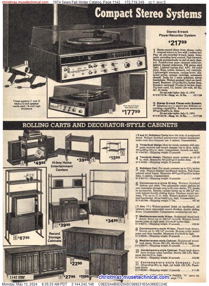 1974 Sears Fall Winter Catalog, Page 1142