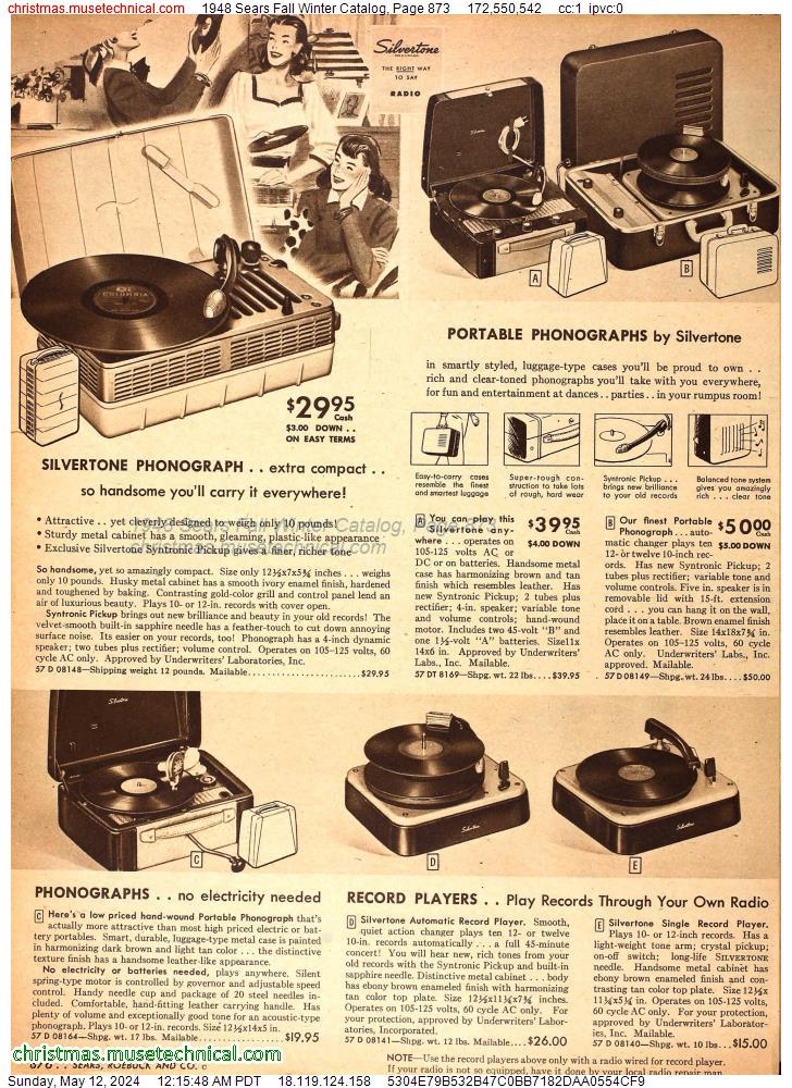1948 Sears Fall Winter Catalog, Page 873