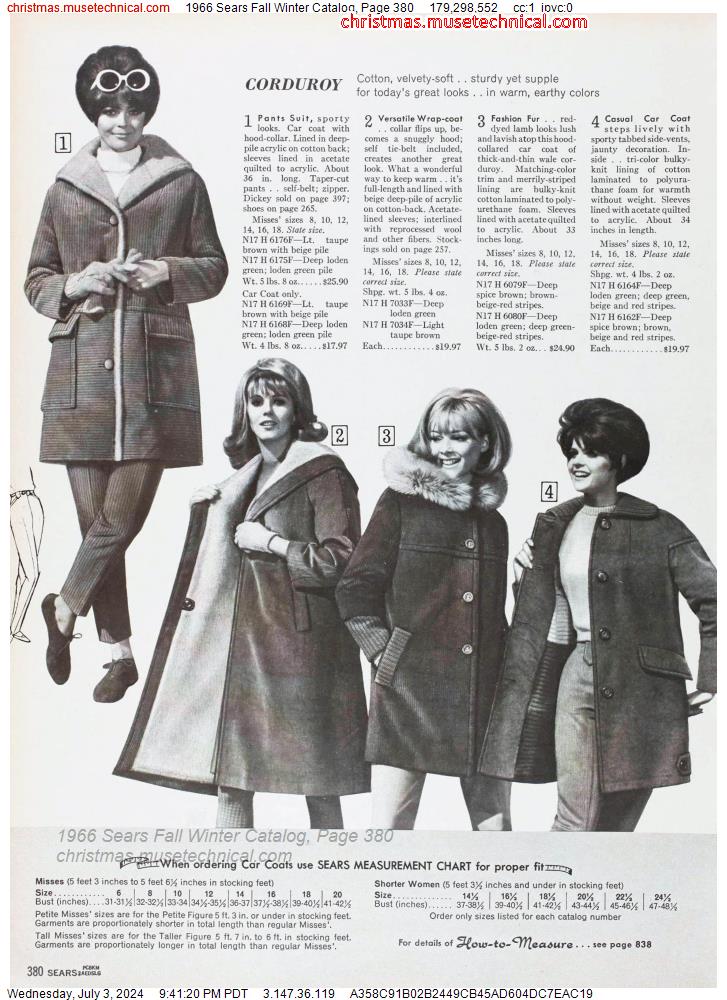 1966 Sears Fall Winter Catalog, Page 380