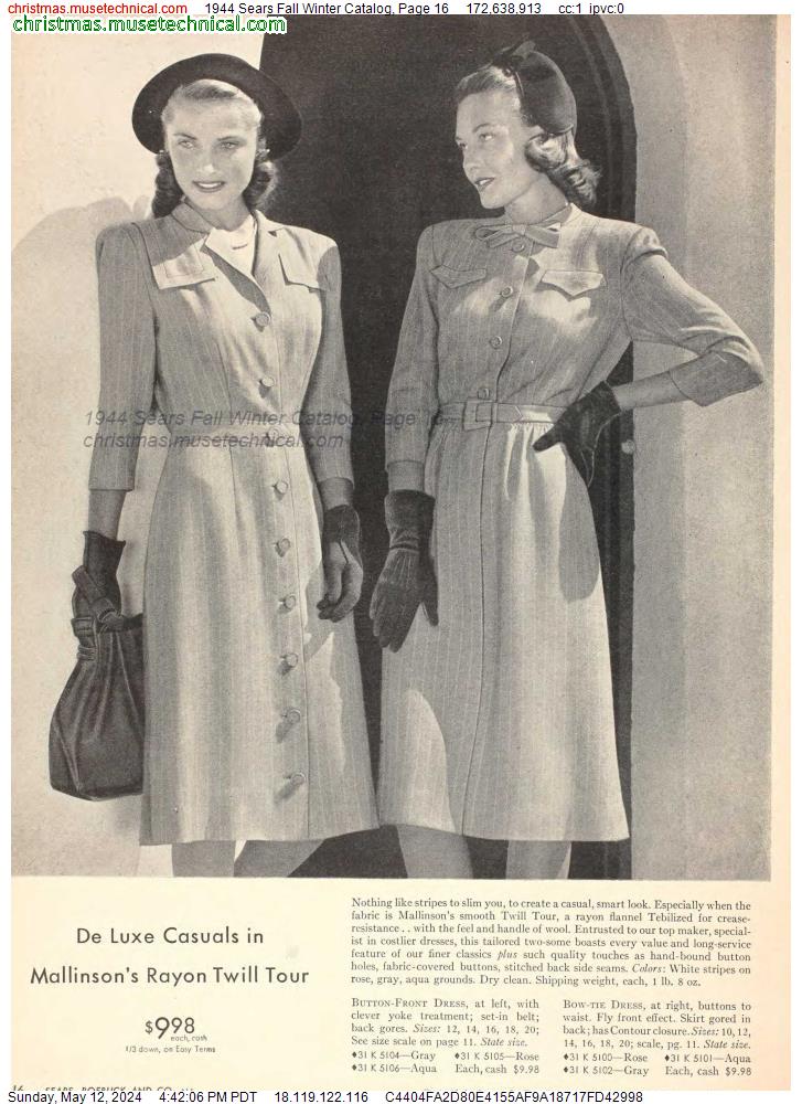 1944 Sears Fall Winter Catalog, Page 16