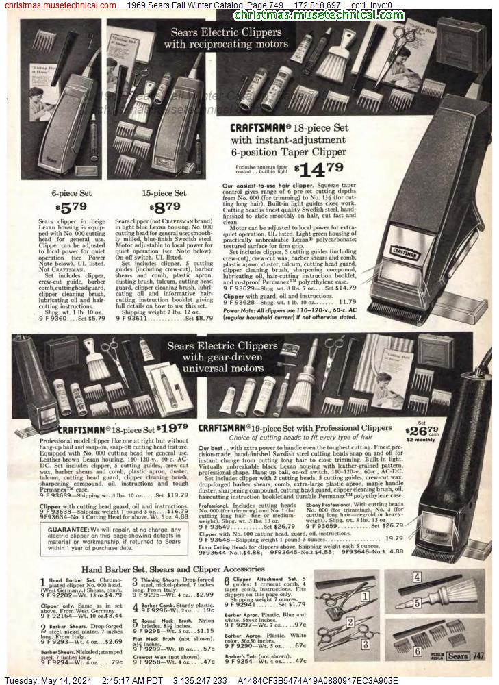 1969 Sears Fall Winter Catalog, Page 749