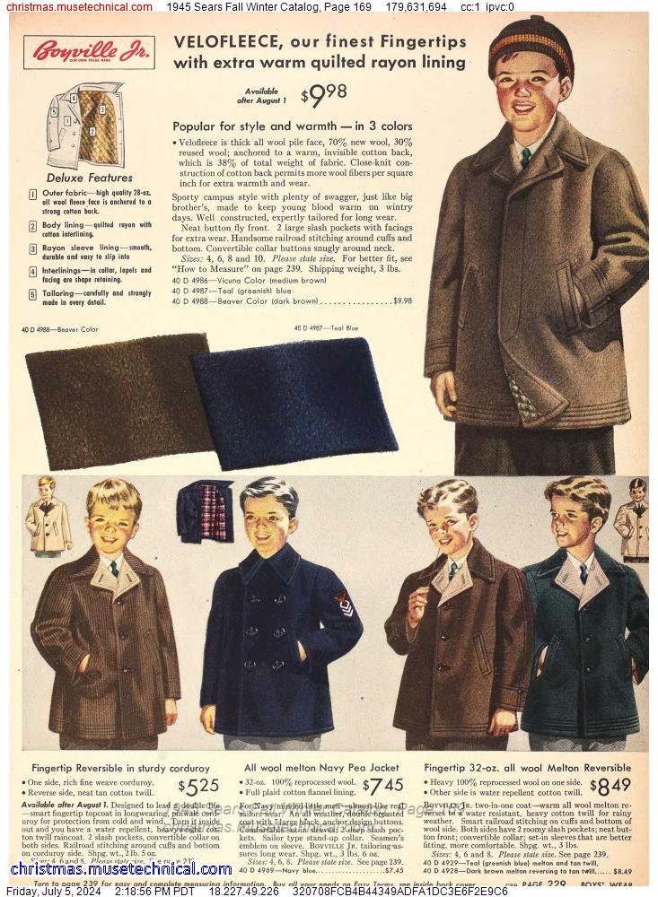 1945 Sears Fall Winter Catalog, Page 169