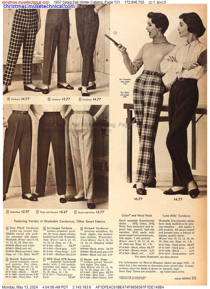 1957 Sears Fall Winter Catalog, Page 131