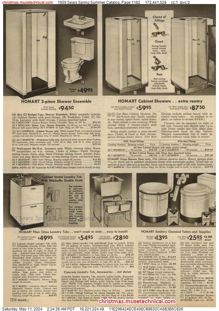 1959 Sears Spring Summer Catalog, Page 1182