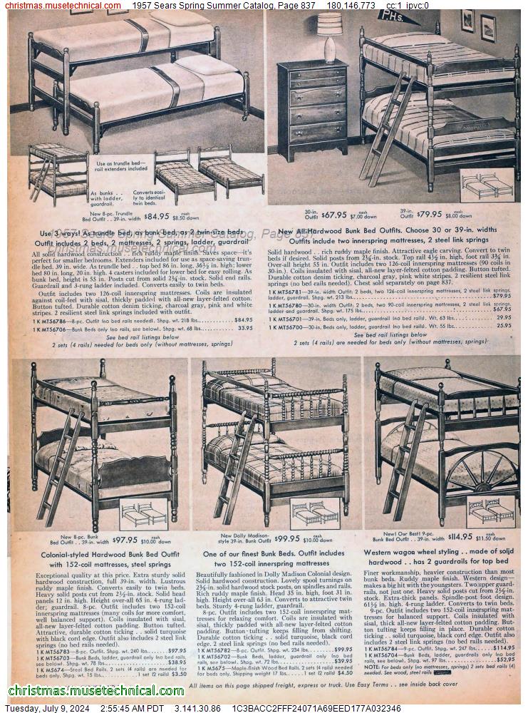 1957 Sears Spring Summer Catalog, Page 837