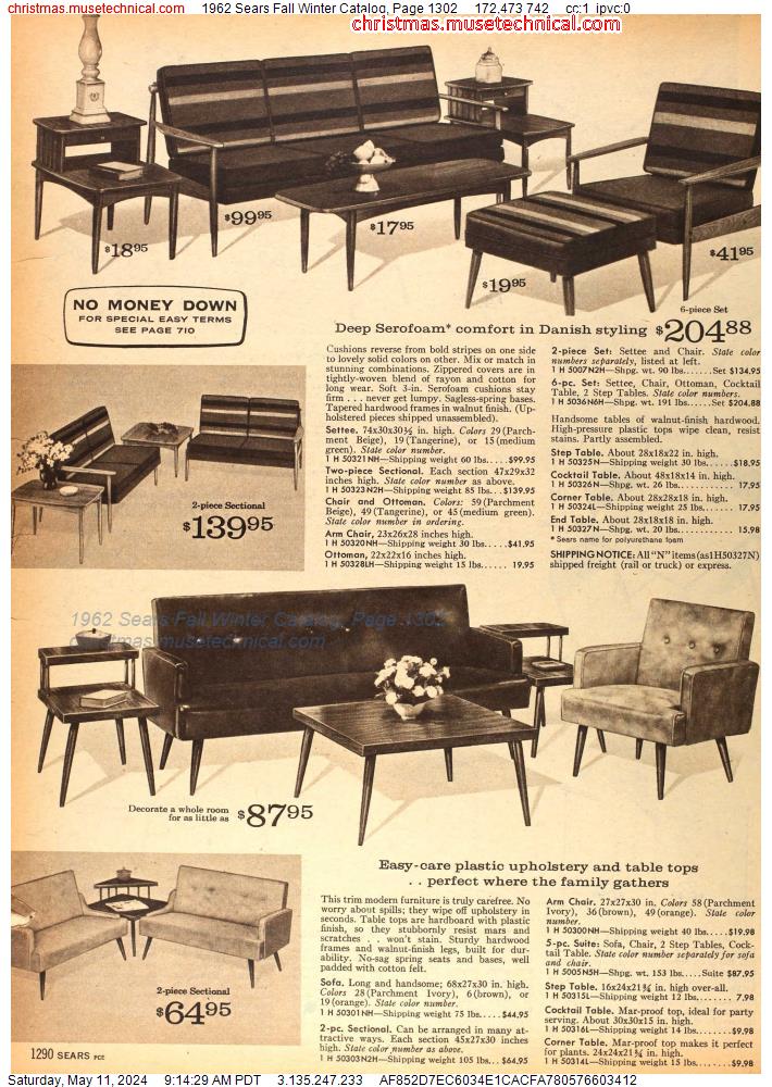 1962 Sears Fall Winter Catalog, Page 1302