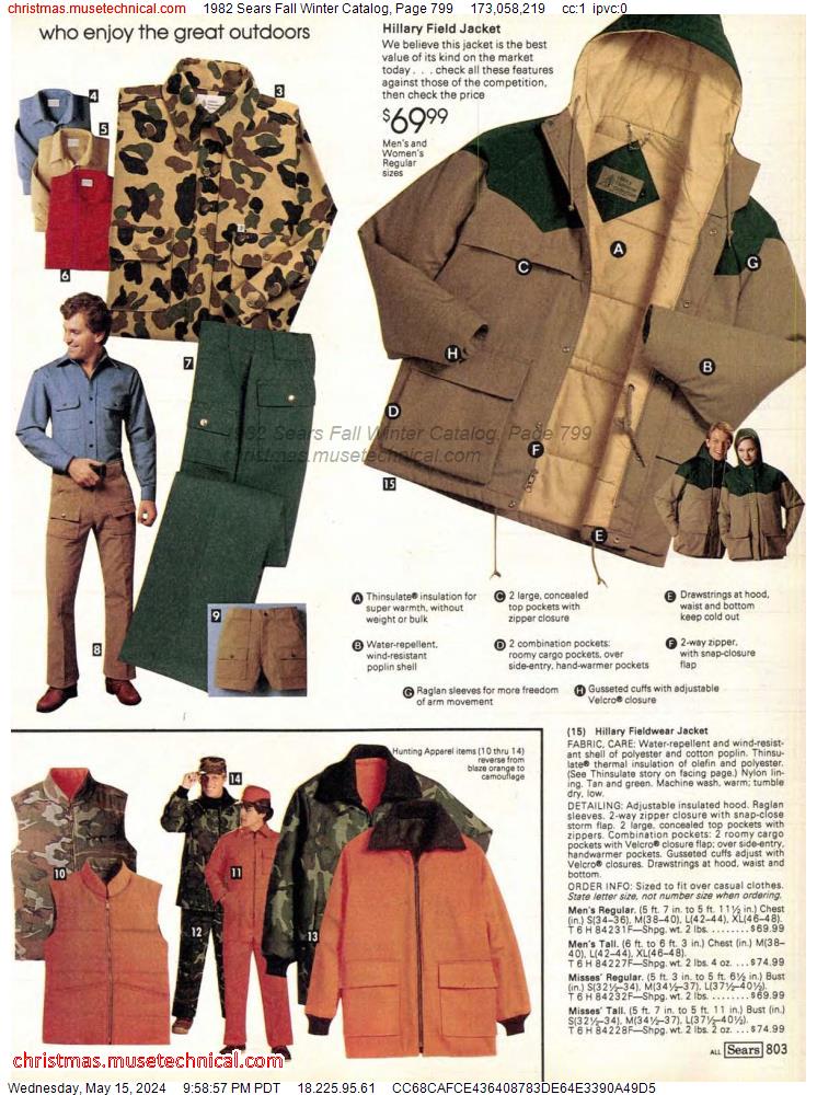 1982 Sears Fall Winter Catalog, Page 799