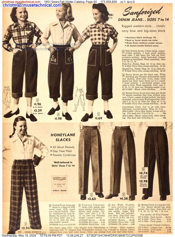 1951 Sears Fall Winter Catalog, Page 80