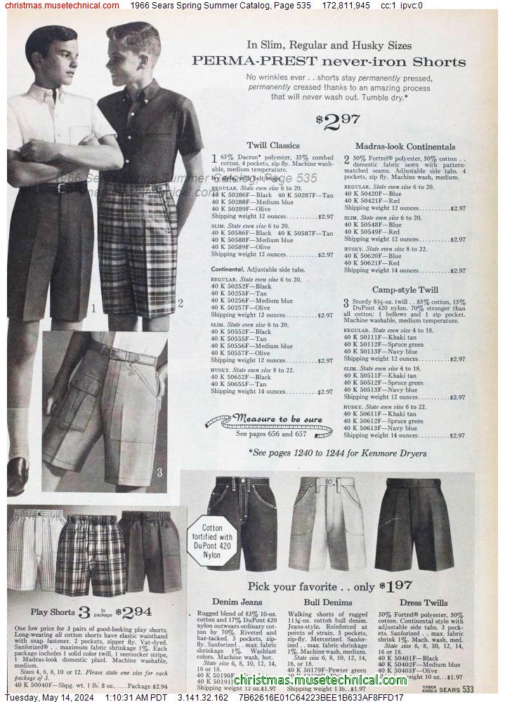 1966 Sears Spring Summer Catalog, Page 535