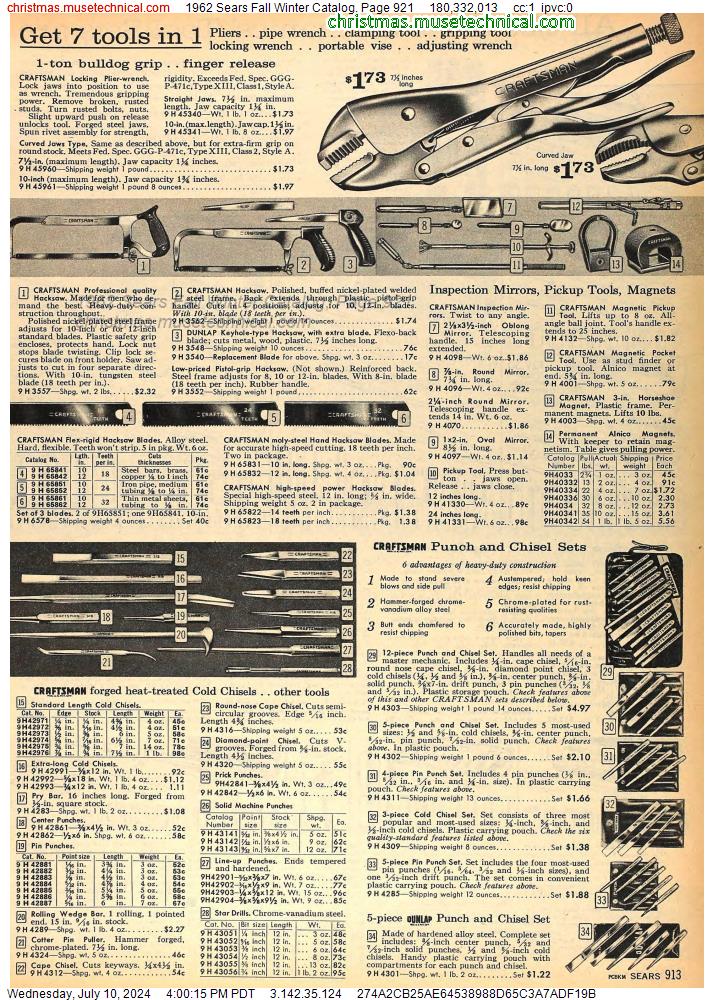 1962 Sears Fall Winter Catalog, Page 921