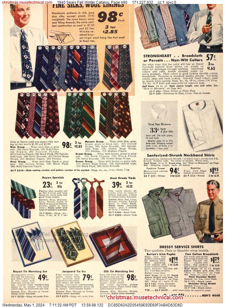 1940 Sears Fall Winter Catalog, Page 490