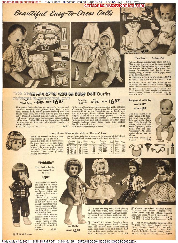 1959 Sears Fall Winter Catalog, Page 1274