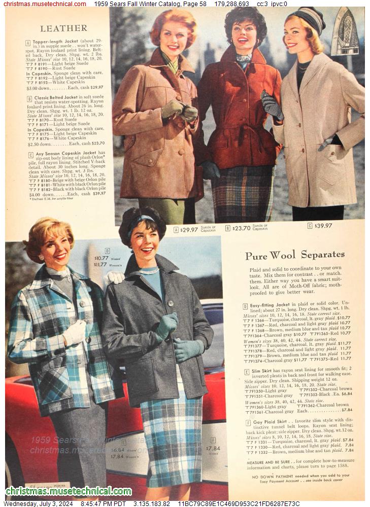 1959 Sears Fall Winter Catalog, Page 58