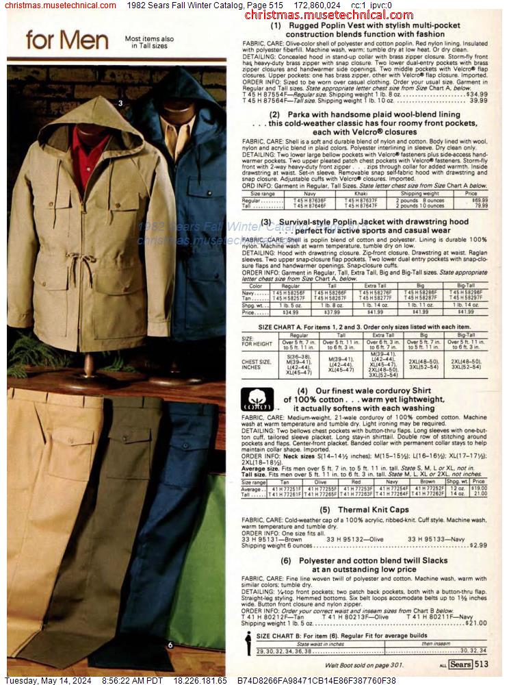 1982 Sears Fall Winter Catalog, Page 515