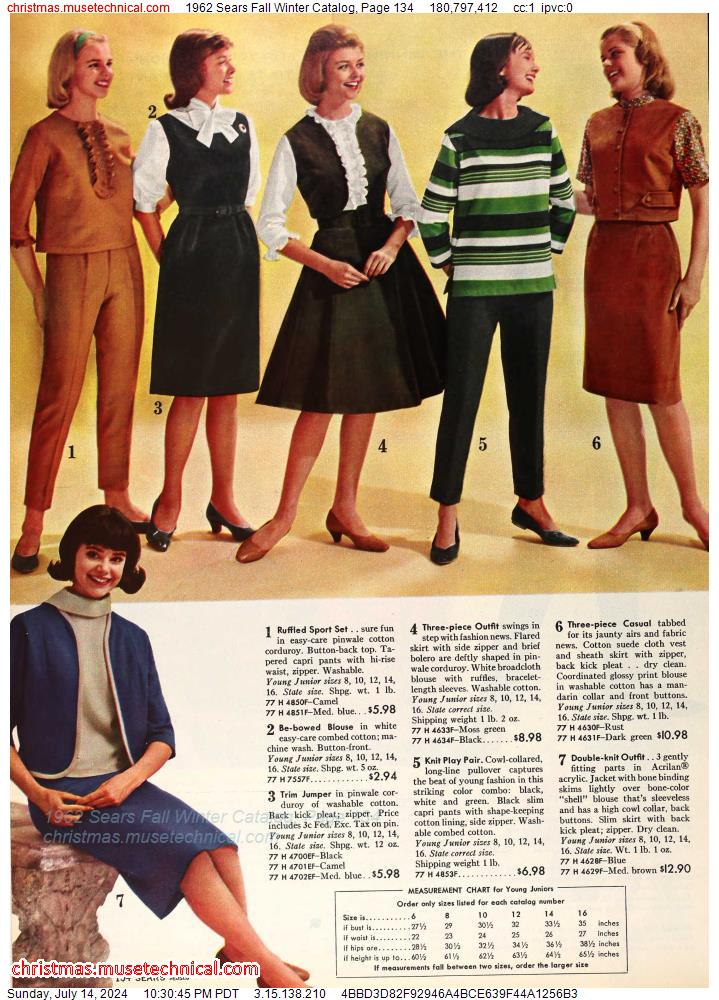 1962 Sears Fall Winter Catalog, Page 134