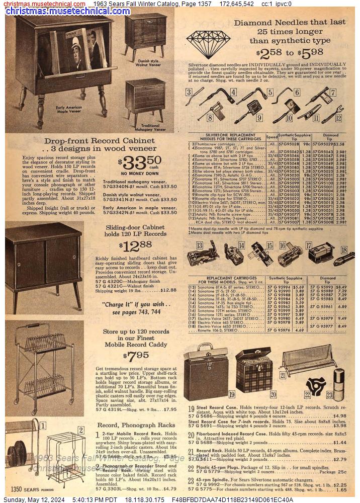 1963 Sears Fall Winter Catalog, Page 1357