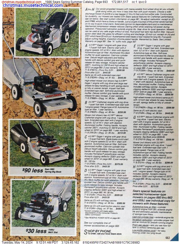 1986 Sears Spring Summer Catalog, Page 693