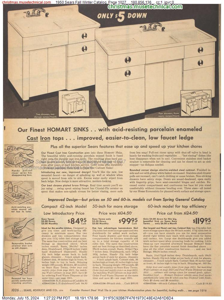 1950 Sears Fall Winter Catalog, Page 1027