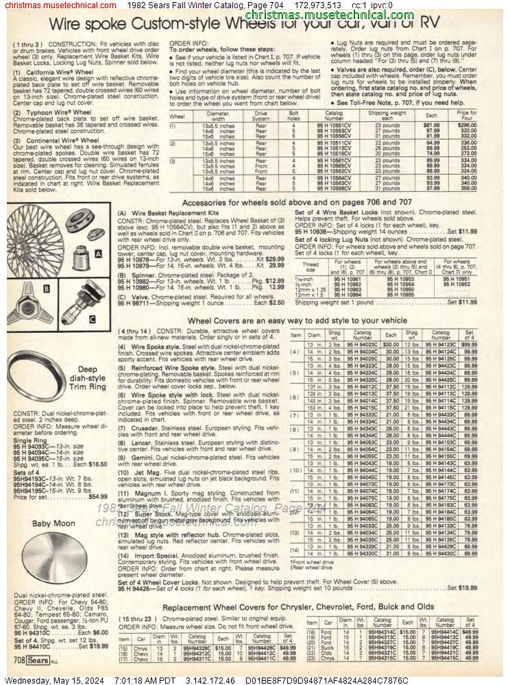 1982 Sears Fall Winter Catalog, Page 704