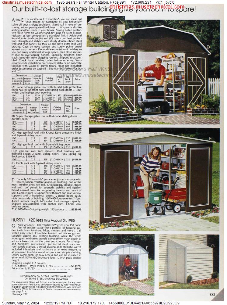 1985 Sears Fall Winter Catalog, Page 891