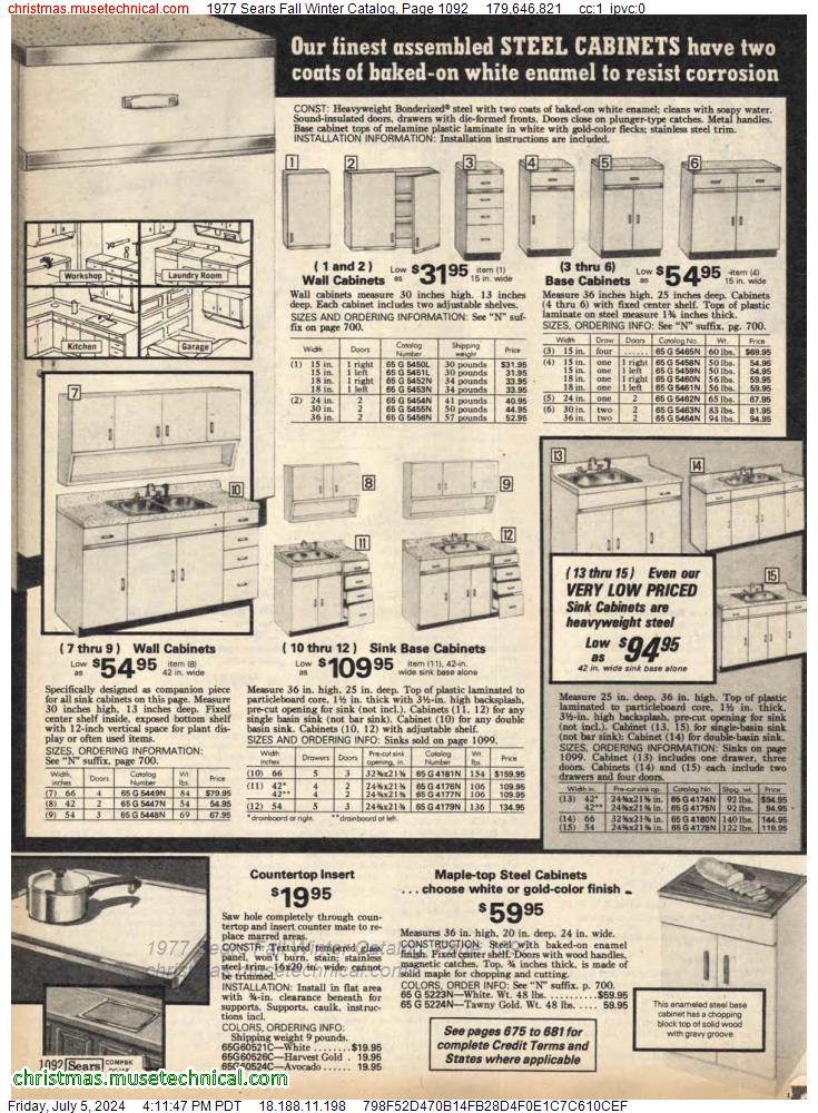 1977 Sears Fall Winter Catalog, Page 1092