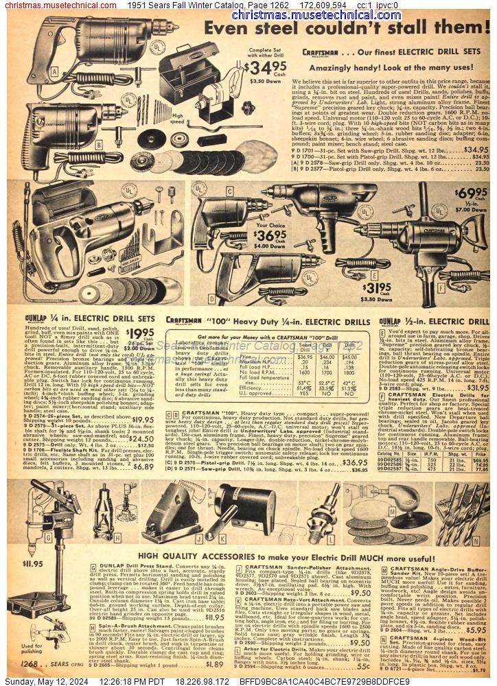 1951 Sears Fall Winter Catalog, Page 1262