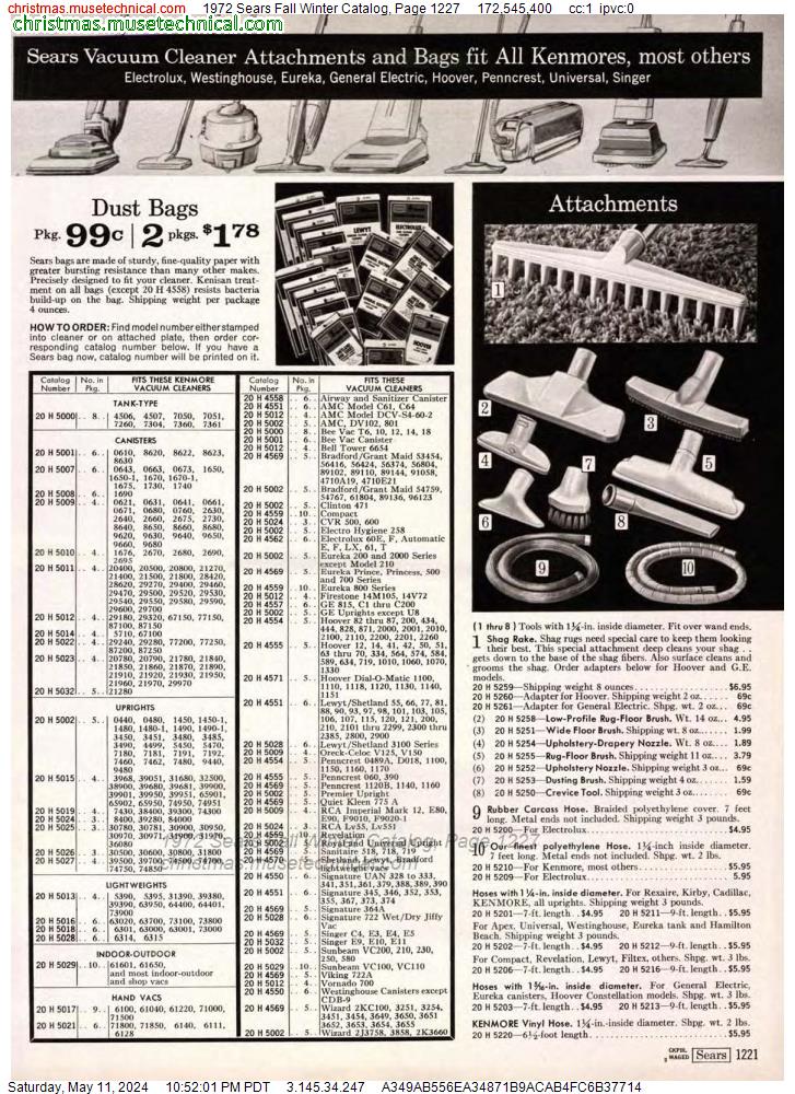 1972 Sears Fall Winter Catalog, Page 1227