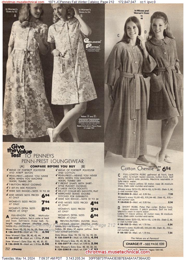 1971 JCPenney Fall Winter Catalog, Page 212
