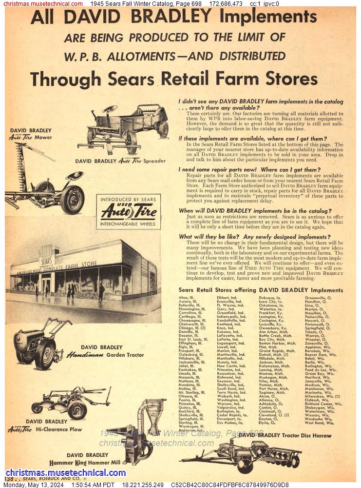 1945 Sears Fall Winter Catalog, Page 698