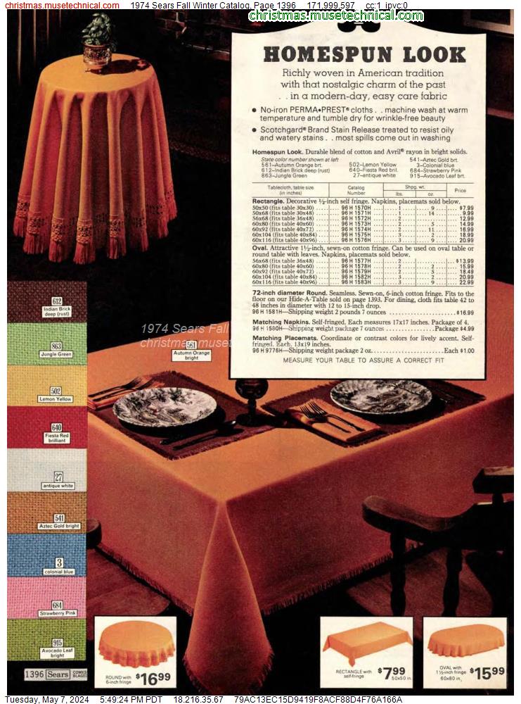 1974 Sears Fall Winter Catalog, Page 1396
