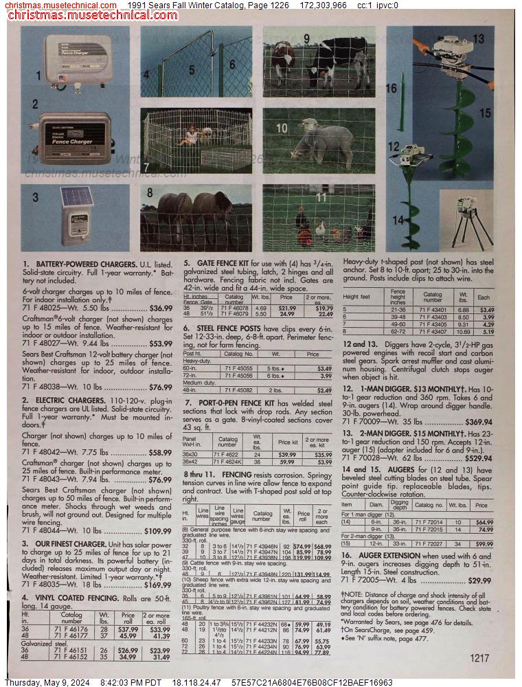 1991 Sears Fall Winter Catalog, Page 1226