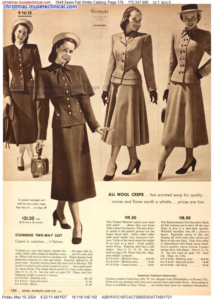 1948 Sears Fall Winter Catalog, Page 178