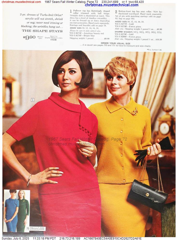 1967 Sears Fall Winter Catalog, Page 72