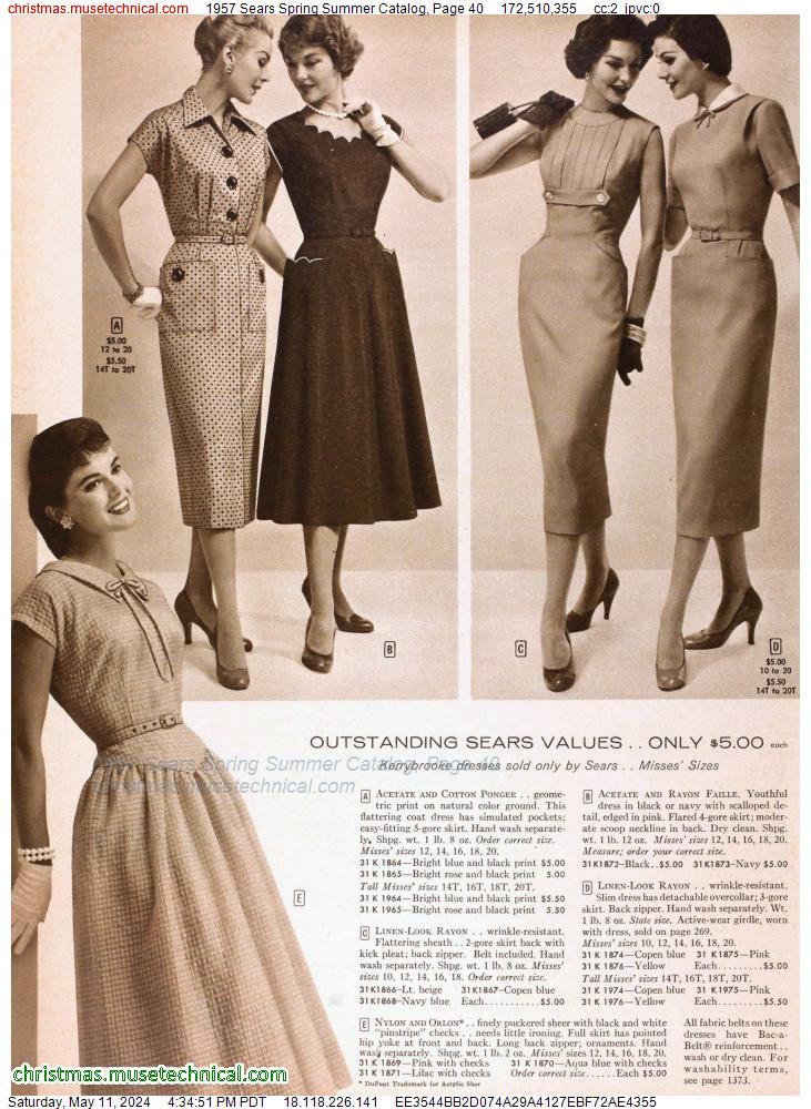 1957 Sears Spring Summer Catalog, Page 40