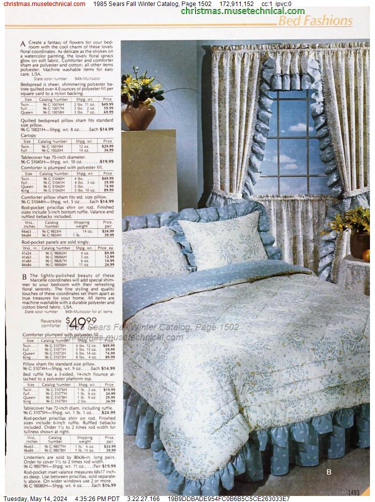 1985 Sears Fall Winter Catalog, Page 1502