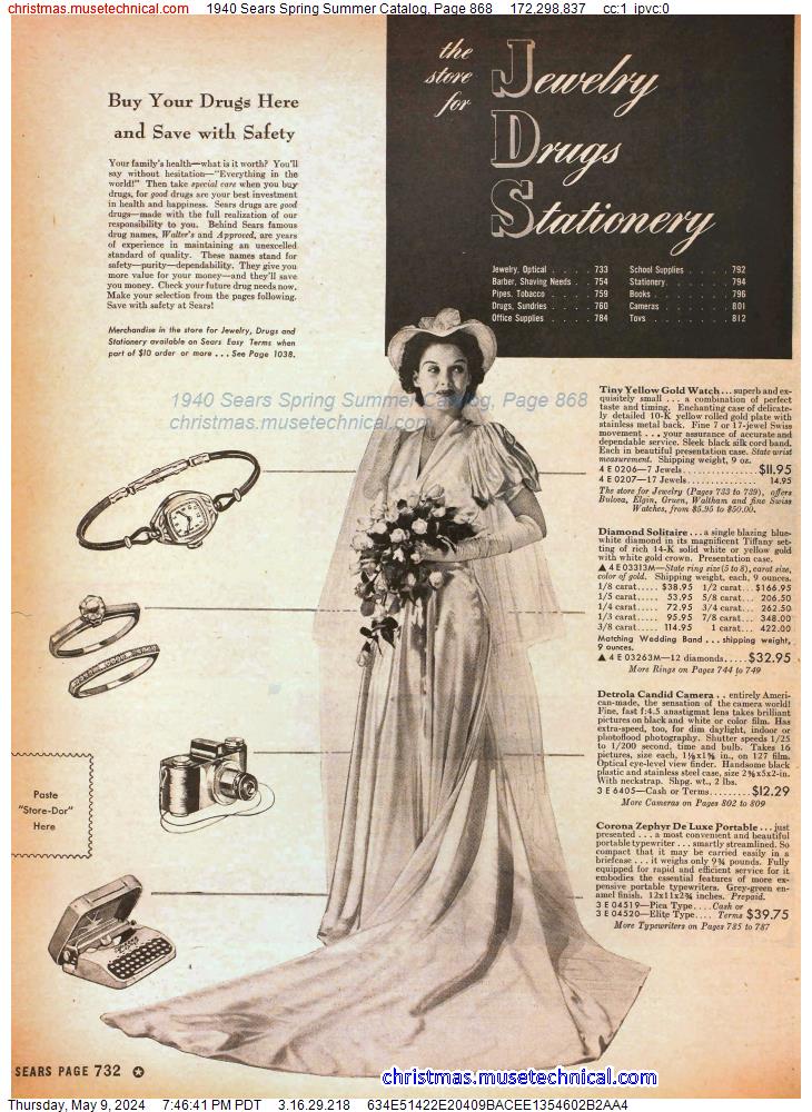 1940 Sears Spring Summer Catalog, Page 868