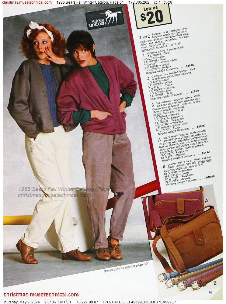 1985 Sears Fall Winter Catalog, Page 61