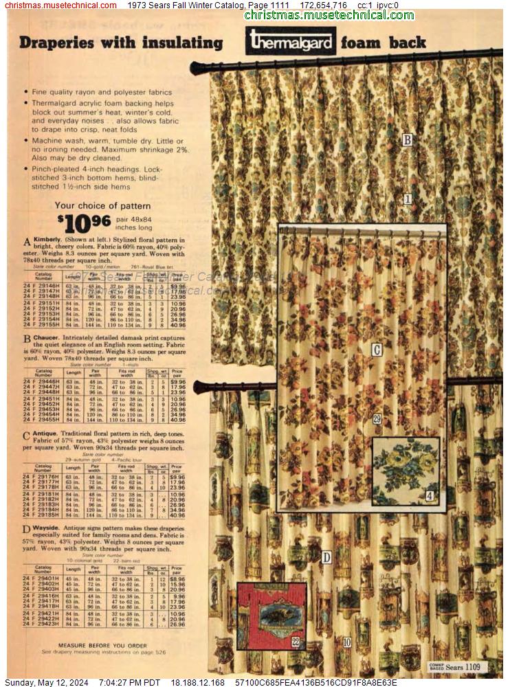 1973 Sears Fall Winter Catalog, Page 1111