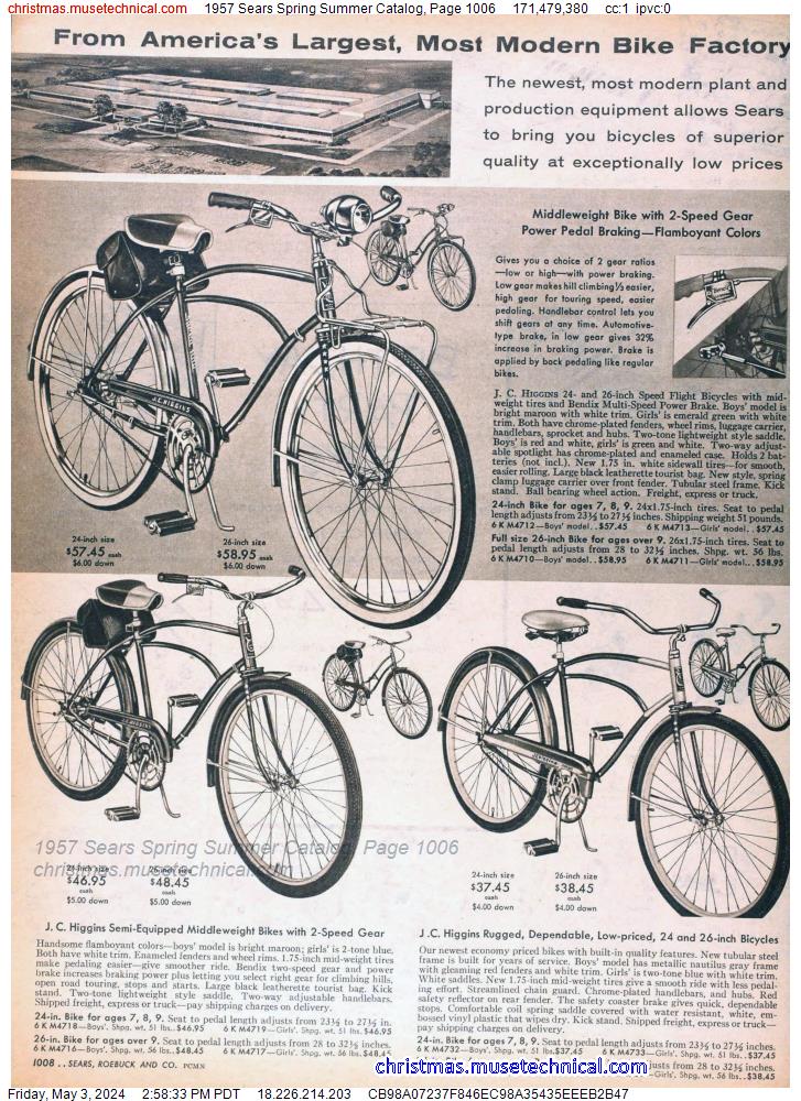 1957 Sears Spring Summer Catalog, Page 1006