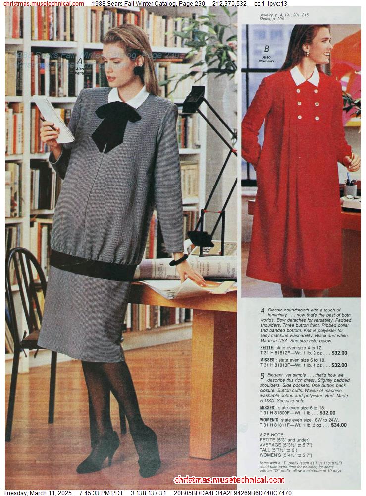 1988 Sears Fall Winter Catalog, Page 230