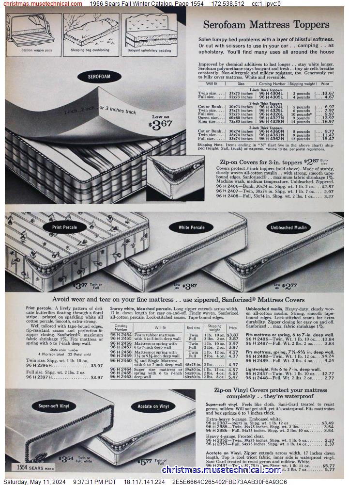 1966 Sears Fall Winter Catalog, Page 1554